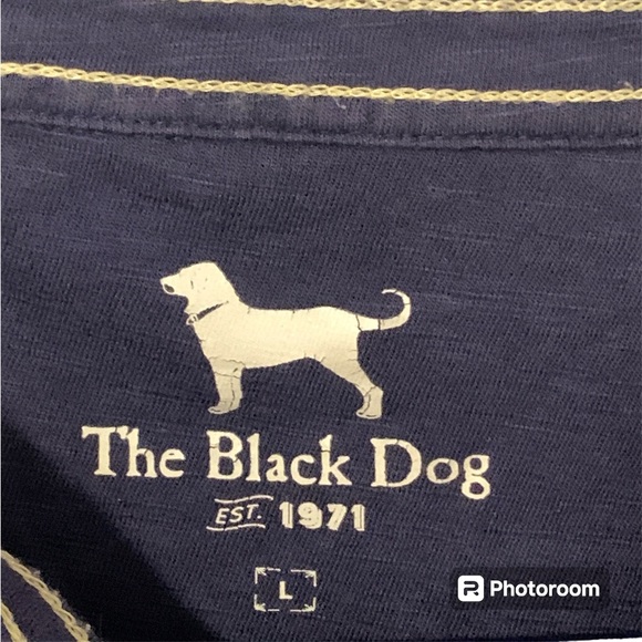Black Dog Tavern blue tan shirt size Large comfortable pullover buttons - Picture 3 of 6